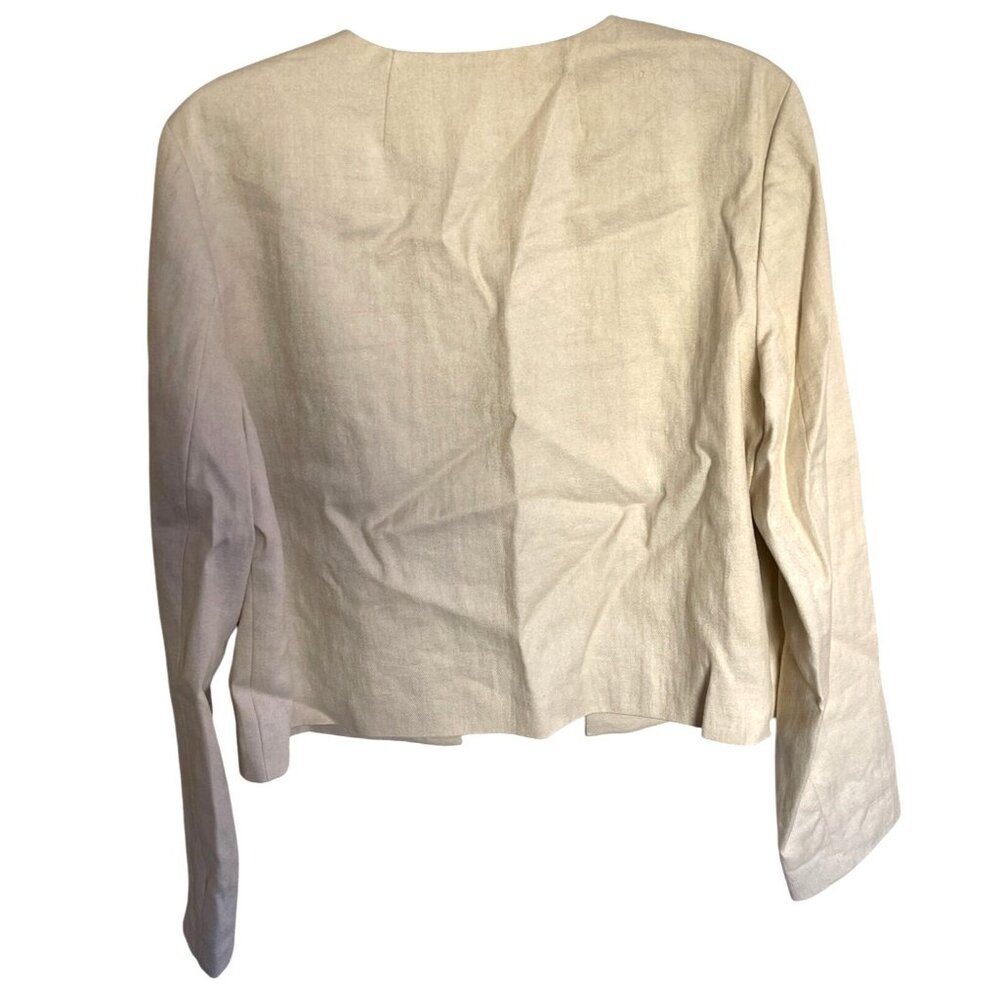 Theory Womens Cropped Jacket Size 12 Light Linen Luxe Beige NWT - Picture 7 of 12